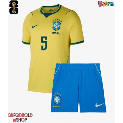 Brasilien Casemiro #5 Hjemmebanesæt Børn VM 2026 Kort ærmer (+ korte bukser)